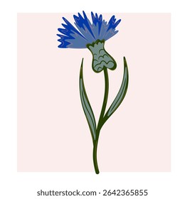 Flor de doodle estilizada inspirada en la naturaleza, ilustración plana, motivos botánicos