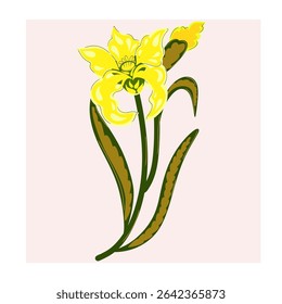 Stylized doodle flower inspired by nature, flat illustration, botanical motifs