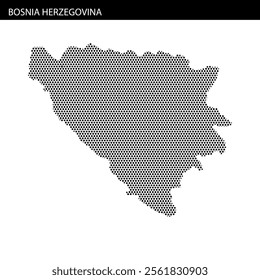 A stylized dot pattern map of Bosnia Herzegovina, highlighting its geographical shape.