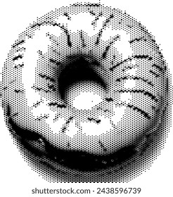 Stylized dotted artwork of a donut with frosting and sprinkles