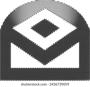 Icono de sobre punteado estilizado con forma de diamante central