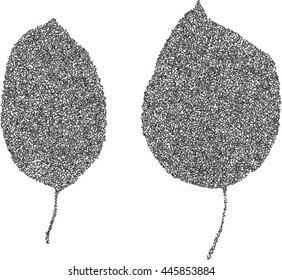 Stylized dotted leaves. Vector design elements.