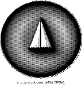 Stilisiertes punktiertes Papierebenen-Symbol innerhalb eines Kreises.