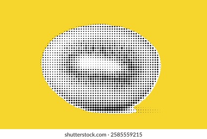 A stylized, dotted representation of an oval shape on a bright yellow background, creating a modern and abstract visual effect.