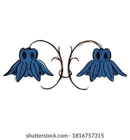 Flor doble estilizada. Estilo popular. Un bonito motivo floral. Aquilegia florece. Esbozo de doodles con dibujos a mano.