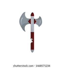 Stylized double headed axe design on white background.