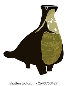 Stylized Vučedol Dove, iconic ceramic artifact from prehistoric Croatia. Symbol of fertility and identity from the Vučedol culture, dating to 2600 BCE, revered as a national cultural emblem.