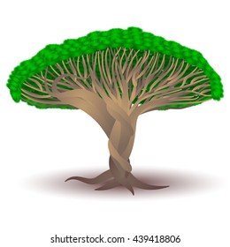 Stylized Dragon Blood Tree Isolated on White