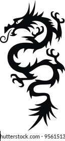The stylized dragon in the form of a tattoo