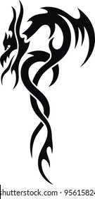The stylized dragon in the form of a tattoo