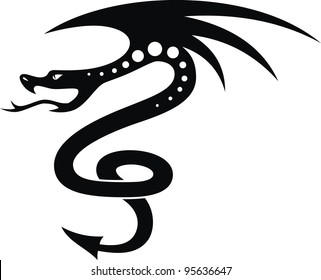 The stylized dragon in the form of a tattoo