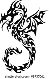 Stylized Dragon Form Tattoo Stock Vector (Royalty Free) 99937061 ...