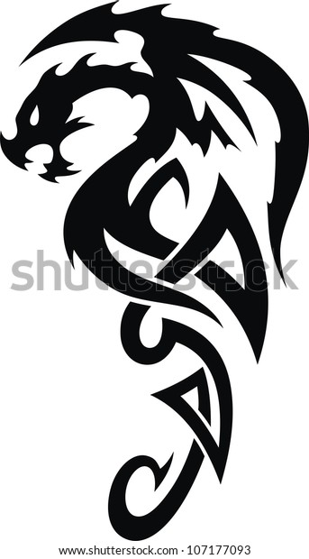 Stylized Dragon Form Tattoo Stock Vector (Royalty Free) 107177093