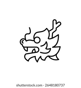 Stylized Dragon Head Depiction With Intricate Line Art Illustration
