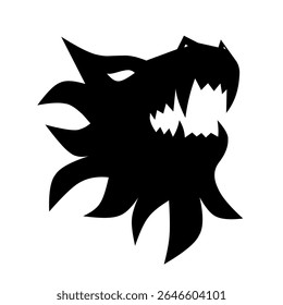 Ilustração de vetor de dragão estilizado com linhas em negrito e postura dinâmica, ideal para temas de fantasia, projetos mitológicos, arte de tatuagem ou desenhos decorativos com elementos míticos.