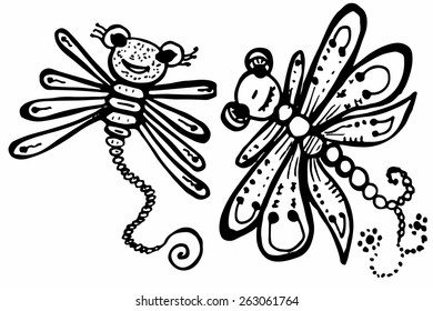 Stylized dragonflies - vector
