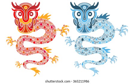 Stylized dragons. EPS10 Vector.