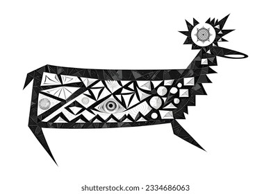 Stylized drawing, ancient Scythian art, ethnic theme, vector design