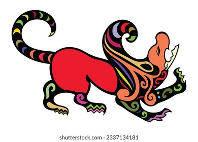 Stylized drawing, ancient Scythian art, ethnic theme, vector design