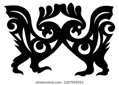 Stylized drawing, ancient Scythian art, ethnic theme, vector design