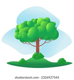 Un dibujo estilizado de un gran árbol para la escena del parque y el bosque. Ilustración vectorial en un fondo blanco. Para banner o impresión.