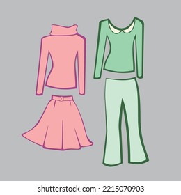 stylized drawing of casual women's clothing