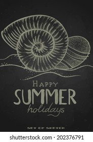 Stylized Drawing With Chalk On Blackboard. Vector Illustration. Eps 10