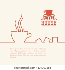 Stylized drawing of a cup of coffee. Vector illustration.