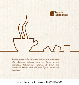Stylized drawing of a cup of coffee. Vector illustration.
