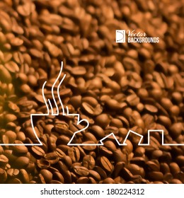 Stylized drawing of a cup of coffee. Vector illustration.