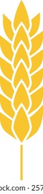 Stylized drawing featuring a golden wheat ear, symbolizing agriculture and healthy food, emphasizing bread making and farming practices, set against a clean white background