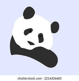 Stylized drawing of a giant panda in full growth. Simple panda bear icon or logo design. Black and white vector illustration.