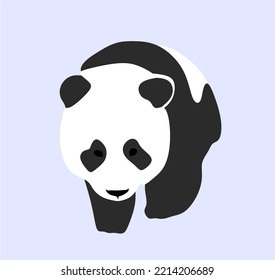 Stylized drawing of a giant panda in full growth. Simple panda bear icon or logo design. Black and white vector illustration.