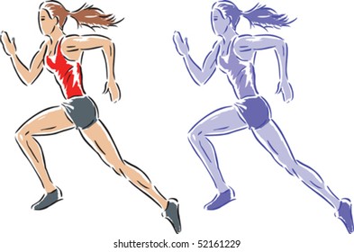 Stylized drawing of a girl running