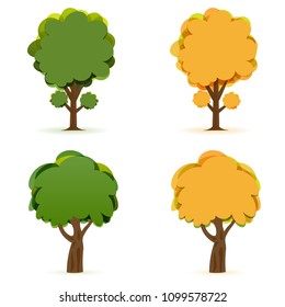 Stylized drawing of green and yellow wood. Oak and olive. Vector illustration
