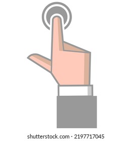 dibujo estilizado de una mano que muestra la presión de un botón. ilustración vectorial.