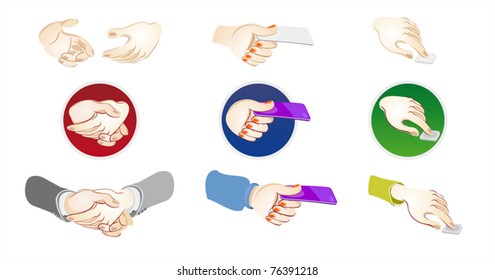 Stylized drawing of hands in action