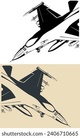 Stylized drawing of a modern military aircraft F-16 multirole light fighter