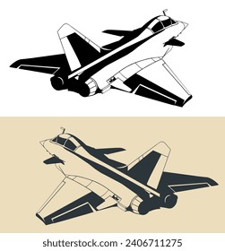 Stylized drawing of a modern military jet Eurofighter Typhoon