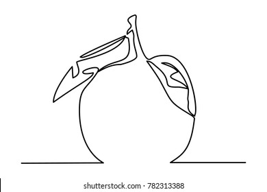 Stylized drawing of orange. Continuous line drawing. Vector illustration