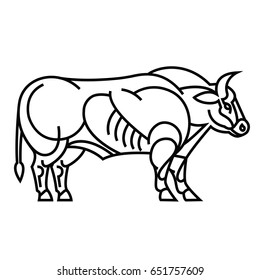 Stylized drawing of a powerful standing Belgian Blue bull
