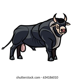 Stylized drawing of a powerful standing black bull