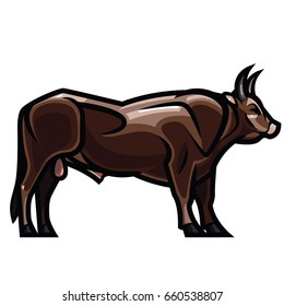 Stylized drawing of a powerful standing bull