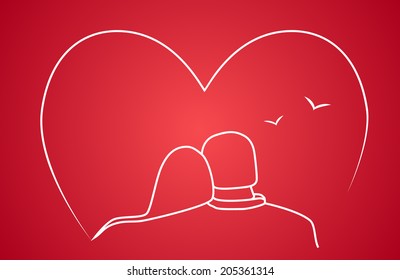 Stylized drawing of two lovers