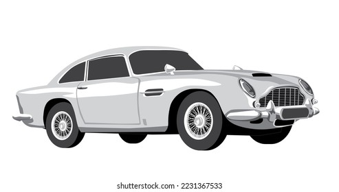 Dibujo estilizado de un coche vintage de lujo. Imagen vectorial para impresiones, afiches e ilustraciones.