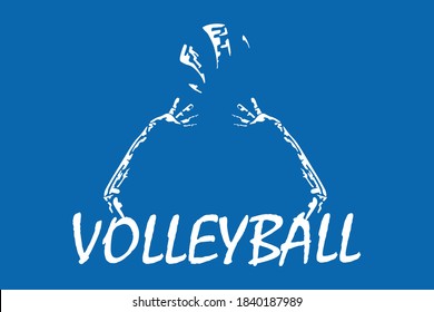 Dibujo estilizado de voleibol. Mano con voleibol