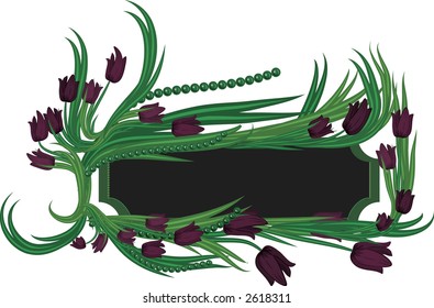A stylized drawing of a wild tulip frame. Illustration contains no gradients.