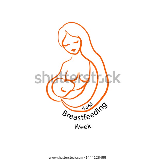 Stylized Drawing Woman Breastfeeding Baby Without Stock Vector