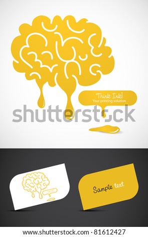 Stylized dripping brain icon such logo, EPS10 vector,