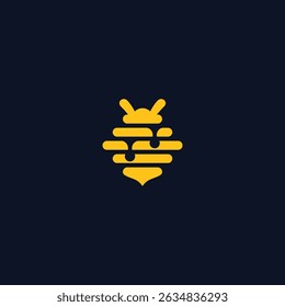 Stylized dripping honey bee on blue